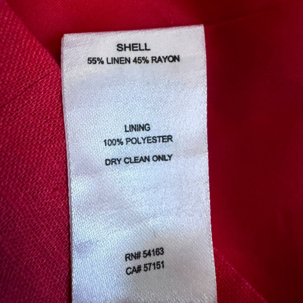 Peach/Coral Linen Blend Sheath Dress Sz 14  • Bold Applique • Lined • J. Howard - Picture 8 of 10